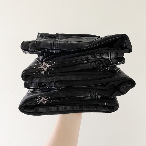 Hudson Nico Midrise Super Skinny Ankle Jeans Star Embellishments Black - Picture 16 of 16